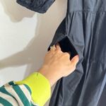 Old Navy  Poplin Midi Dress Black Tiered Puff Sleeves Cotton Popover S Photo 4