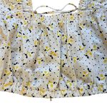 ZARA  Crop Top Floral Print Balloon Sleeve White Yellow Womens Size Small Photo 10