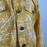 Dennis Basso  Yellow and White Leaf Pattern Button Up Denim Jacket Size 4 NWT Photo 3