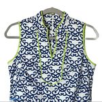 Vince Camuto  White/Blue Neon Filigree Sleeveless Shift Dress Size 4 Photo 3