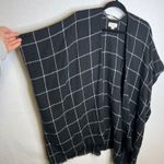 Loft Outlet Black Plaid Kimono Open Front Poncho Women's One Size Photo 2