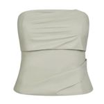 ZARA  NWT khaki olive pale green zipper back pleated folded corset top Photo 2