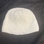 White Knit Beanie O/S Winter Casual Cherry Girl Classic Preppy Academia Ballet Photo 5