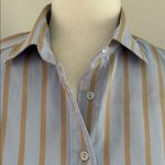 Faconnable Striped Blue and Tan Cotton Button Down sz M Size M Photo 1