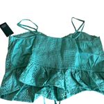 Wild Fable  Women's Aqua Green Lace-Up Peplum Tank Top - Size Large - NWT Photo 3