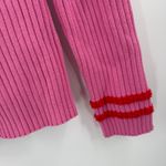 English Factory Sweater Women's Size Large Rib Ruffle Edge Pink Red Fuzzy Cuffs Photo 7