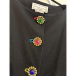 Adrienne Vittadini  Vintage Black‎ Wool Dress With Ornate Gold & Jewel Toned 6 Photo 3