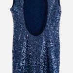 ASOS Petite Dress Sequin Back Cut Out Navy Blue 6P Photo 5