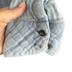 Free People  Turn it Up Blue Chambray Striped Boho Button Up Shirt Womens Size S Photo 3