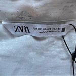 ZARA Silver Foil Print Button Down Shirt White Long Sleeve Collared XS Photo 11