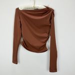 J.Crew  Asymmetrical Off The Shoulder Top Stretch Cotton Blend Brown XS NWT Photo 10