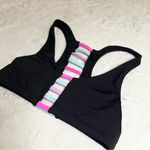 PINK - Victoria's Secret VS PINK Ultimate Sports Bra Size Small Black with Pink & Blue Strappy Cut Out Photo 5