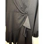 DKNY  Black Ruffle Wrap Dress Long Sleeve Party Cocktail Women's Photo 3