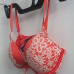 Victoria's Secret  push-up lacey bottom bra with bow in middle in red and white size 32C. Photo 1