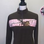 Realtree  Habit brown camo fleece 1/4 zip pullover sweatshirt Photo 1