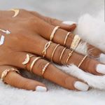 Boutique Boho Festival Style 12Pc Gold Tone Stack Ring Set  Photo 0