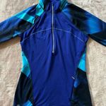 Athleta  Women's Running Half Zip Top Blue Colorblock Zip Pocket‎ Jacket Sz Small Photo 0