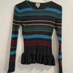 Torn By Ronny Kobo Striped Flare Long Sleeve Shirt Size M Photo 1