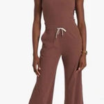 Vuori  Mudra Pose Jumpsuit in Chestnut Style VW491 Wide Leg Rib Knit Size Small Photo 0