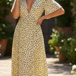 Rue Stiic Floral Print Cut Out Maxi Dress Cottagecore Boho Anthropologie Medium Yellow Photo 0