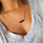 Navy Blue And Gold Dainty Boho Necklace Photo 0