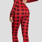 PINK - Victoria's Secret PINK Victoria’s Secret Thermal Sleep Onesie Buffalo Check Plaid Red Black Photo 1
