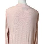 DKNY Cardigan Duster Open Front Ribbed Knit Long Sleeves Pockets Blush Pink L Photo 7