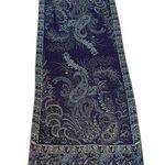 Women's Deep Blue Fringe Trim Paisley Leaf Long Scarf Purple Photo 0