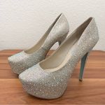 Betsey Johnson Blue WISH Crystals Champagne Platform Wedding Stilettos Size 8.5 Photo 6
