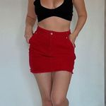 Honey Punch Red Denim Mini Skirt Photo 7
