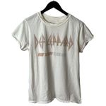 Recycled Karma Distressed Def Leppard T Shirt Womens White Medium M Music Band Graphic Tee Logo Photo 0