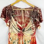 One World Live and Let Live Dress Sz S Boho Multicolor Print Flutter Sleeve Hem Photo 1