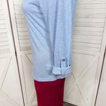 Heathered V Neck Roll Tab Long Sleeve Henley T Shirt Blue Large Photo 6