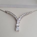 Sterling Silver DIAMOND LUXE  Simulated Diamond V Shaped Journey Necklace 18" NEW Photo 4