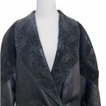 Liz Baker Black Tooled Leather/Suede Long Coat Photo 7