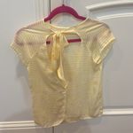 ZARA  | Striped Short Sleeve Blouse White Yellow XS Bow Open Back Photo 1