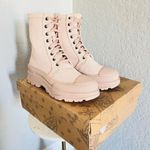 Free People  Camp Out Canvas Combat Boot, Natural, Tan/Pink, Size 8, NWT‎ Photo 4