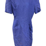 Geary Roark Kamisato Linen Dress Open Back Gold Button Detail Size 14* Blue Photo 0