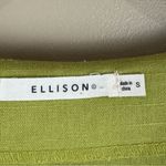 Ellison  Green Linen Blend Puff Sleeve Button Front Dress Small Photo 1