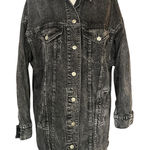 American Eagle Oversized Boyfriend Denim Jacket Black Acid Wash Womens Medium Photo 0