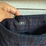 Loft  Women’s Marisa‎ Straight Career Casual Navy Brown Plaid Ankle Pants Size 8 Photo 5