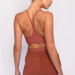 Skatie Zero Racerback Sports Bra in "Dune" Terra Cotta Color Photo 3