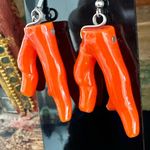 Orange Faux Coral Branch Earrings Photo 3