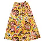 Loft Ann Taylor  Skirt Yellow Floral Belted Long S Small New Photo 1