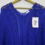 Zyia  Active Crochet Open Knit Knitted Cover Up Poncho Size XL Blue Beach Boho Photo 5