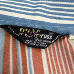 1970's ladies' Russ Vertical Stripe "Disco Shirt" Medium Blue Photo 1