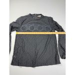 Loft  Lace Blouse Mock Neck‎ Long Sleeve Elegant Top Black Size Small Photo 2