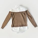 Pearl By Lela Rose 100% Wool Long Sleeve Blouse, Size XS New Brown Photo 2