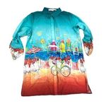 Leoma Lovegrove Beach Scene Tunic Top Small Vibrant Colors Florida Girl Red Photo 0