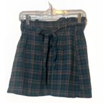 American Eagle Women Skirt Green Plaid Linen Blend Belted A Line Mini Size XS Photo 0